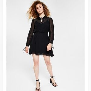 Bar IlI Women's Keyhole Overlay black Mini Dress/size S